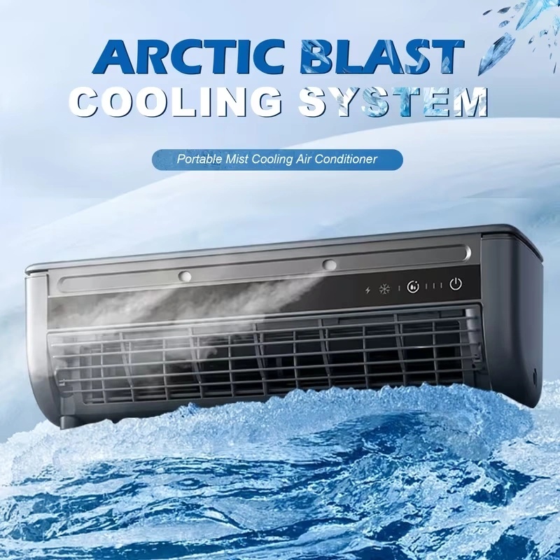 Air Cooling Mist Fan with Ice Mist Cooling, 6000mAh Battery & 3